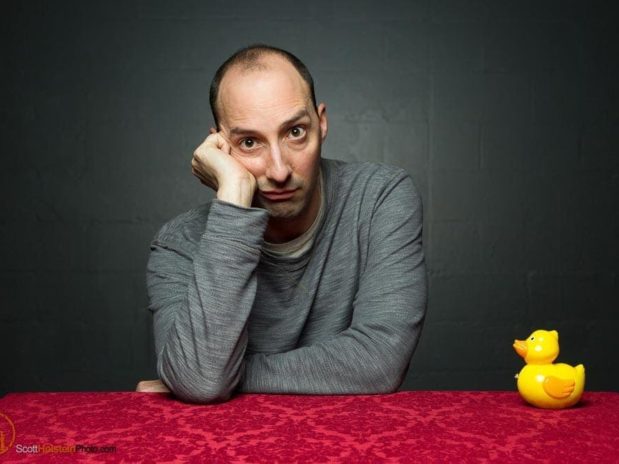 Portrait of actor Tony Hale with a yellow toy duck by Tallahassee photographer Scott Holstein.